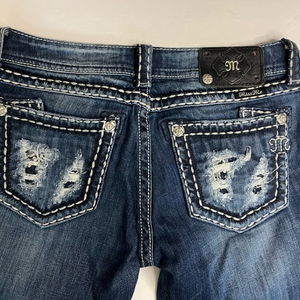 Miss Me Bootcut Blingy‎ Distressed Denim Jeans 28
